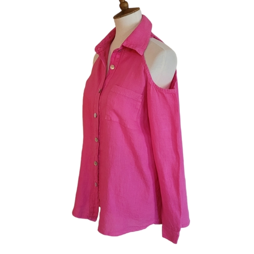 Valentina Naldi Hot Pink Linen Open Shoulder‎ Blouse